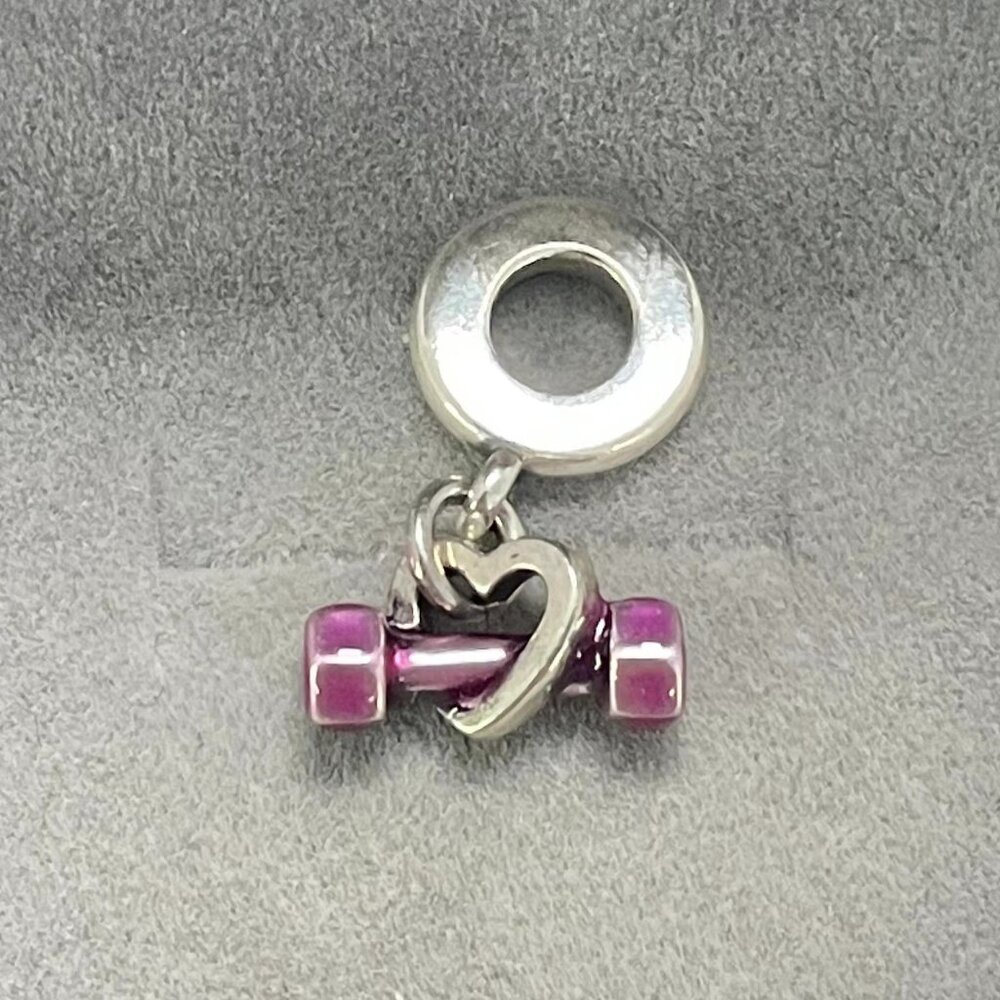 Pandora Dumbbell & Heart Dangle Charm